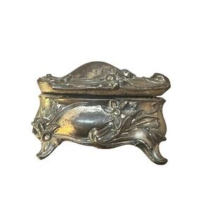 Vintage Silver Jewelry Box with Floral Design